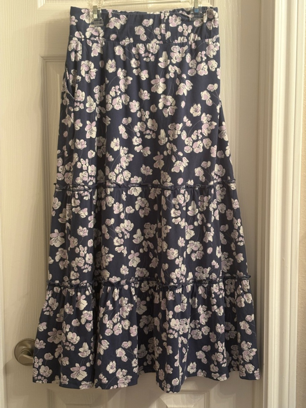 Pact Tiered Midi skirt in blue floral